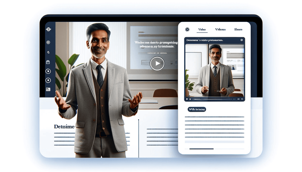 Display presentation slides, images, transcript or context synchronously with what the video is showing.